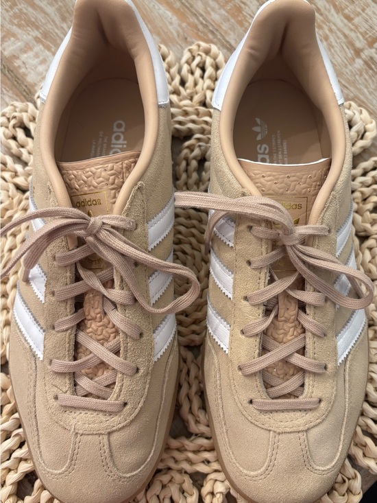 adidas Shoes - Adidas Gazelle Suede Sneakers in Magic Beige with White Stripes